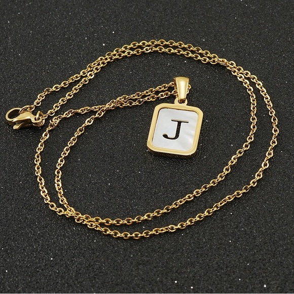 18K Gold Plated Square Pendant Initial Necklace*Letter Necklace*Waterproof*ZX - Picture 6 of 7